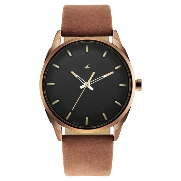 After Dark Black Dial Leather Strap Watch for Guys - Image 3