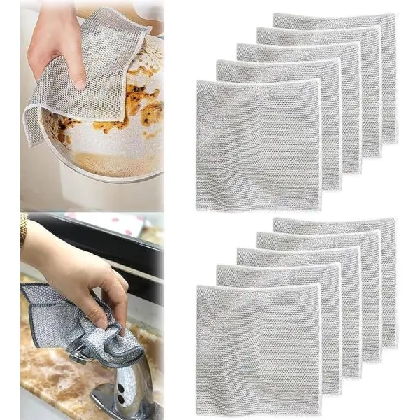 Pack of 5 Multipurpose Wire Dishwashing Rags for Wet and Dry Stainless Steel Scrubber for Utensils Non-Scratch Wire Dishcloth for Washing Dishes Sinks Counters Easy Rinsing Machine Washable - Image 4