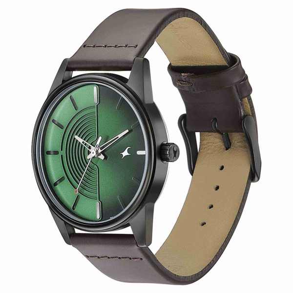 Fastrack Stunners Quartz Analog Green Dial Leather Strap Watch for Guys - Image 3