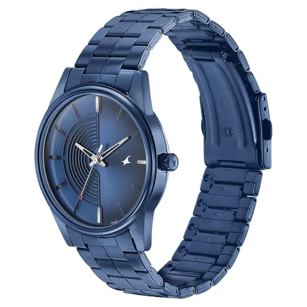 Fastrack Stunnerse Quartz Analog Blue Dial With Blue Metal Strap Watch for Guys - Image 3