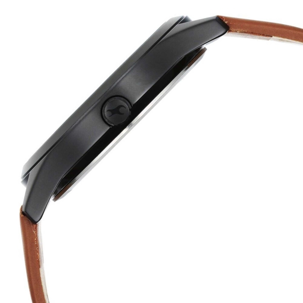 Fastrack Stunners Quartz Analog Black Dial Brown Leather Strap Watch For Guys - Image 4
