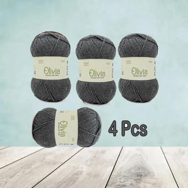 Olv010 Olivia Light Grey Knitting  Yarn 100 Gram 4 Pcs - Image 2