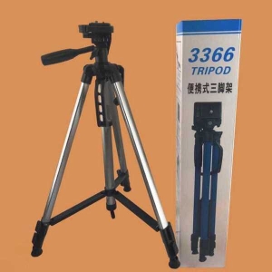 3366 Lightweight Photography Tripod Stand Aluminum Alloy - 3Kg Load Capacity - Max Height 135Cm/53In With Carrying Bag + Phone Holder