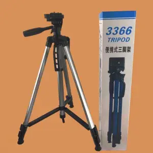 3366 Lightweight Photography Tripod Stand Aluminum Alloy - 3Kg Load Capacity - Max Height 135Cm/53In With Carrying Bag + Phone Holder
