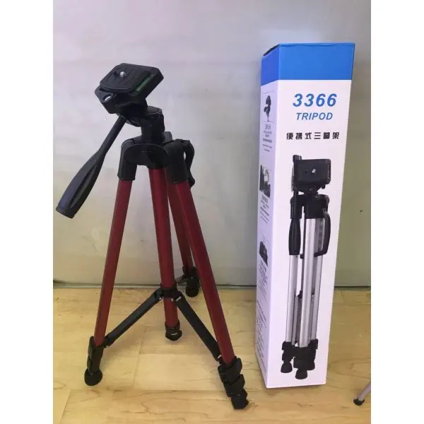 3366 Lightweight Photography Tripod Stand Aluminum Alloy - 3Kg Load Capacity - Max Height 135Cm/53In With Carrying Bag + Phone Holder - Image 4