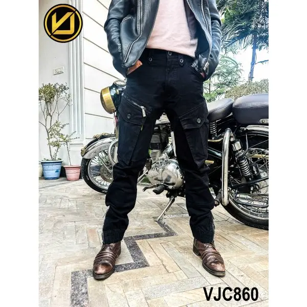 VIRJEANS (VJC860) Stretchable Cargo Multi Pocket Box Zipper Joggers Pant For Men- Black - Image 5