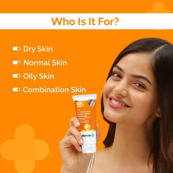 The Derma Co 1% Hyaluronic Long Lasting Sunscreen | SPF 50 PA++++ 50g - Image 3