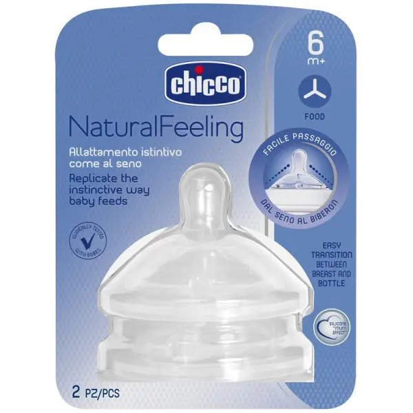 Chicco Teat Stepup New Food Flow 6M + 2 Pieces - Image 2