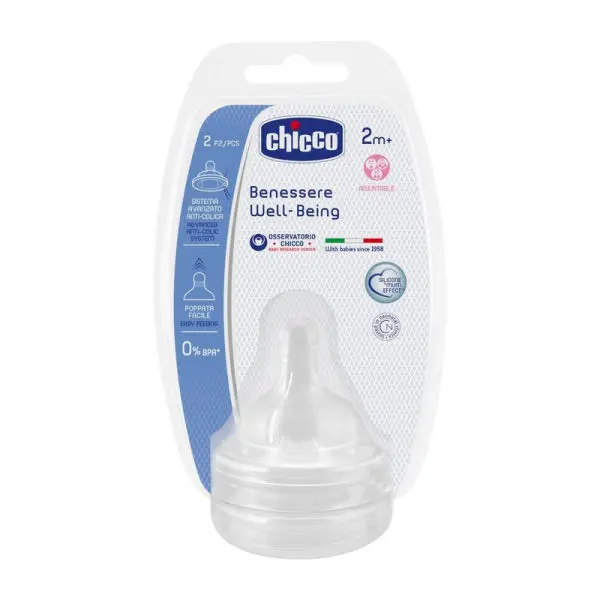 Chicco WellBeing Adjustable Silicone Teat Pack of 2, 2 Months - Image 2