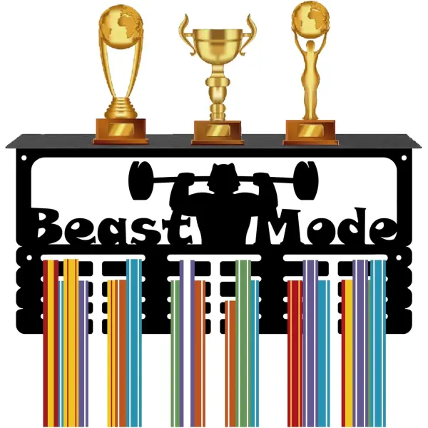 Medal Holder Wooden Aesthetic Trophy Stand Proud Display of Trophies with Different Designs Available Best for Gifting and Home Wall Decor in Black - Image 2