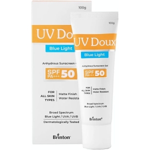 UV Doux Blue Light Sunscreen Protection Gel SPF 50 PA+++ | (100g) | For Men & Women | UVA/UVB Protection | Matte Finish & Water Resistant | For All Skin Types