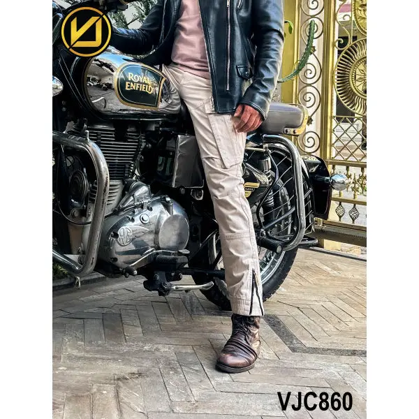 VIRJEANS (VJC860) Stretchable Cargo Multi Pocket Box Zipper Joggers Pant For Men-Off-white - Image 2