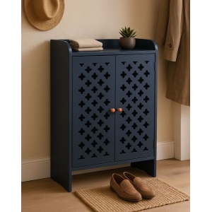 Shoe Rack/Shoe Cabinet Decorative Multi-Layer Household Daraz Multifunctional Storage with Large Shelf and Storage Compartment in Black Height (3ft)