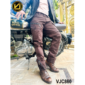 VIRJEANS (VJC860) Stretchable Cargo Multi Pocket Box Zipper Joggers Pant For Men-Coffee