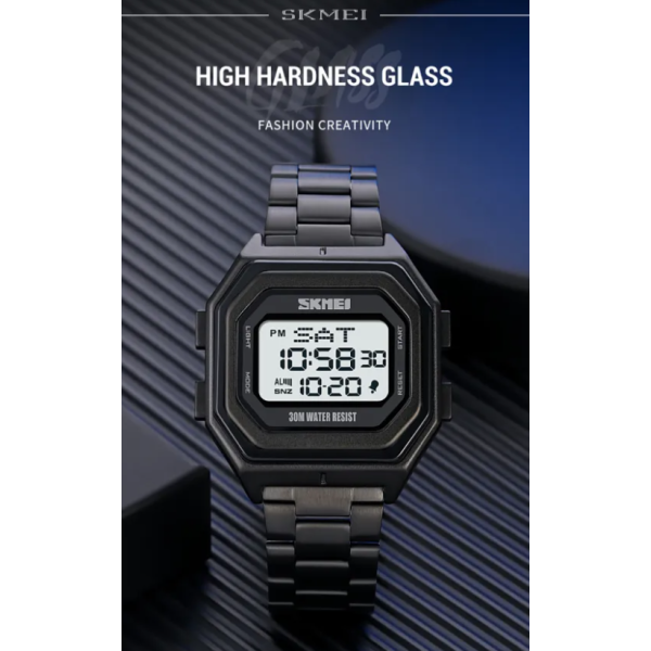SKMEI 1875 Men's Multifunction Rectangle Digital Stainless Steel Watch - Image 5