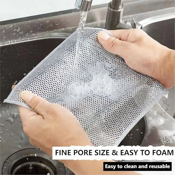 2 Sided Pack of 10 Multipurpose Wire Dishwashing Rags for Wet and Dry Stainless Steel Scrubber for Utensils Non-Scratch Wire Dishcloth for Washing Dishes Sinks Counters Easy Rinsing Machine Washable - Image 4