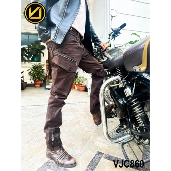 VIRJEANS (VJC860) Stretchable Cargo Multi Pocket Box Zipper Joggers Pant For Men-Coffee - Image 2