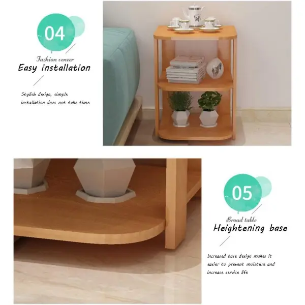Small Sofa Side Table , Multi-Tier Storage Tea Coffee Table Modern Simplicity Design for Living Room and Bedroom In Brown - Image 4