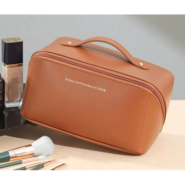 KOJA Large Capacity Travel Cosmetic Bag Portable PU Makeup Bag Waterproof Bathroom Bag Multifunctional Toiletry Kit - Image 3