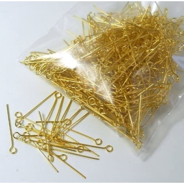 3CM Golden Plated Brass Open Eye Pins Eye Pin for DIY Jewelry Wrapping Looping Making 100 Grams - Image 3