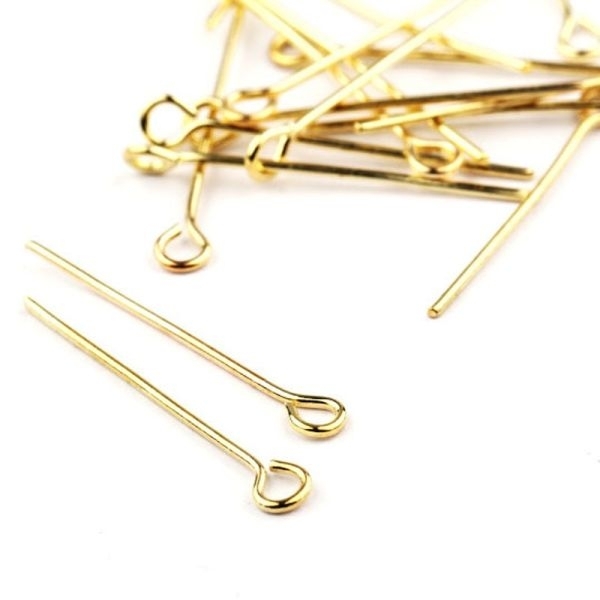 3CM Golden Plated Brass Open Eye Pins Eye Pin for DIY Jewelry Wrapping Looping Making 100 Grams - Image 4