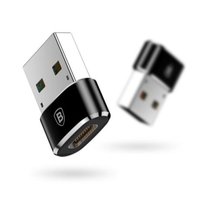 Baseus Exquisite USB Male to Type-C Female Adapter Converter Black 2.4A Aluminum Aluminum Alloy Charger Adapter