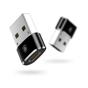 Baseus Exquisite USB Male to Type-C Female Adapter Converter Black 2.4A Aluminum Aluminum Alloy Charger Adapter