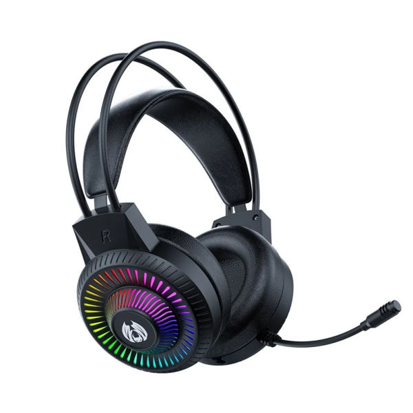 BATXELLENT H82 USB Wired Headphone RGB Light Gaming Headset with Noise Cancelling Mic - Black - Image 2