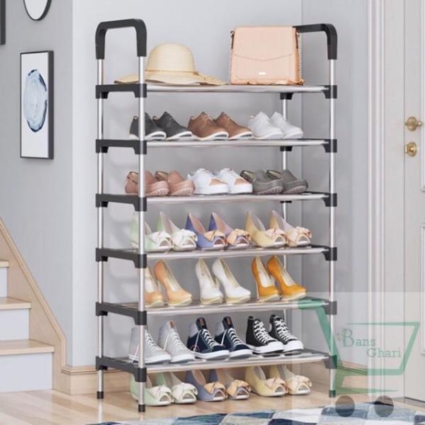 6 Layers Stainless Steel Shoe Rack with 12mm Pipe Organizer Shelf Size 57cm x 30cm x 120cm - Shoes Rack - Image 4