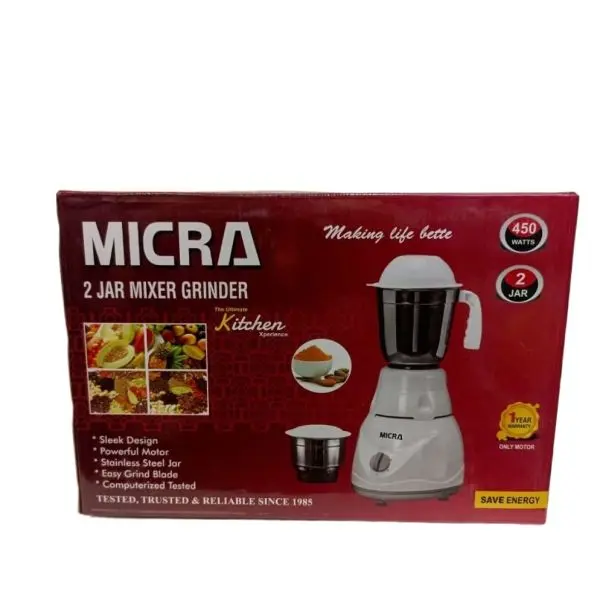 Micra Mixer Grinder 2 Jar 400 Watts - Image 2