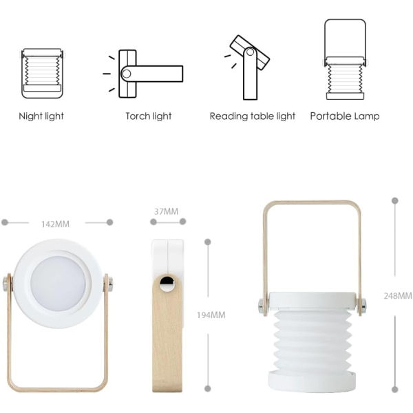 Rechargeable LED Camping Lantern Flashlight,Portable Retractable Folding Lamp Camping Accessories,Use for Hiking, Emergency Light, Camping,Tent Garden Patio - Image 4