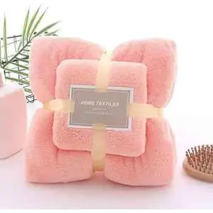 2 in 1 Set Colorful Bathroom Towels Set Coral Fleece High Density Microfiber Bath Face Towel