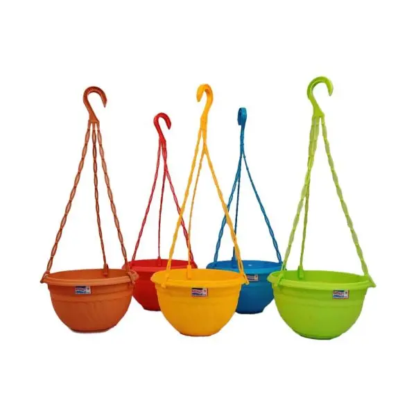 Hanging Plastic Pot ( Set Of 3 )Bagmati With Drainage Hole And Tray - Image 2