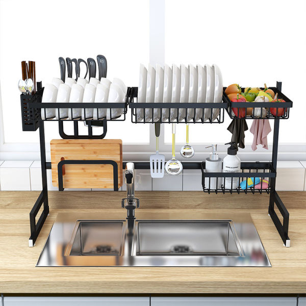 Kitchen Stainless Steel Sink Drain Rack Kitchen Shelf DIY Dishes Cutlery Dry Drain Rack 2 Layer Storage Rack Pantry Organizer - Image 5