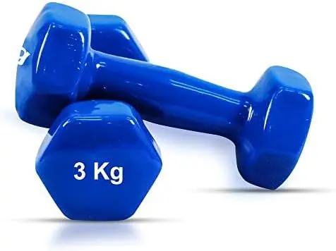 3KG Vinyl Coated Dumbbell- 1 Pair | Vinyl Exterior Coated Dumbbell For Strong Grip - 3Kg - 1 Pair