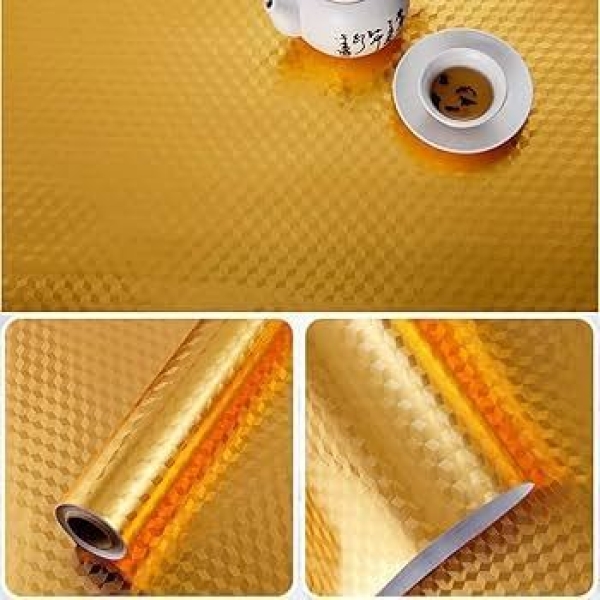 3m Fresh Aluminum Foil Stickers Roll, Oil Proof, Kitchen Backsplash Wallpaper Self-Adhesive Wall Sticker Anti-Mold and Heat Resistant for Walls Cabinets Drawers and Shelves - Image 5