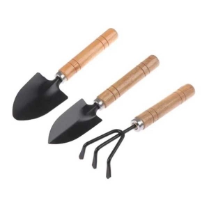3Pcs Mini Garden Tools Set Small Size | Mini Gardening Tool With Easy Grip Wooden Handle - 3 Pieces | Gardening Essential Tools