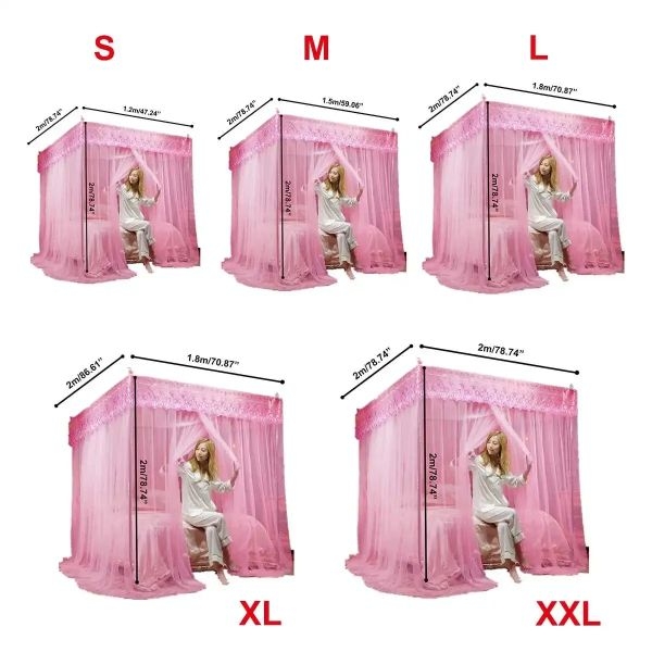 4 Corner Mosquito Net Bed | Embroidered Mosquito Net With Stand | Raja Jhul (King Size) - Image 3