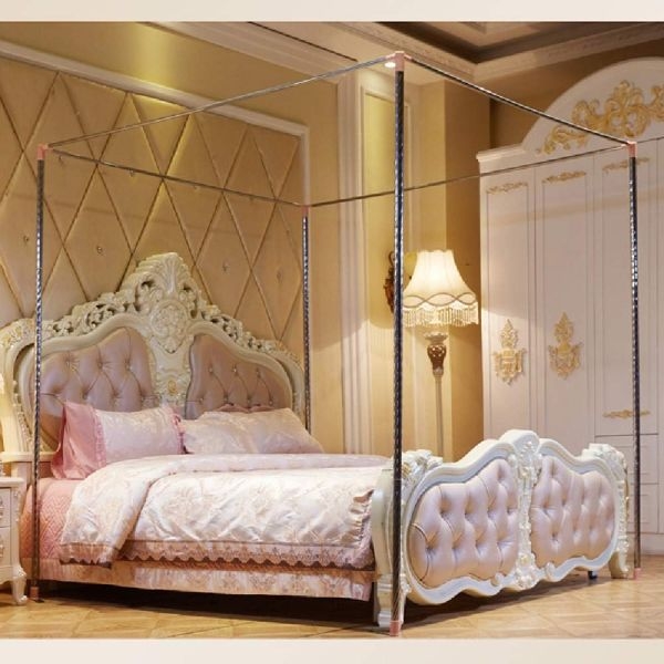 4 Corner Mosquito Net Bed | Embroidered Mosquito Net With Stand | Raja Jhul (King Size) - Image 5