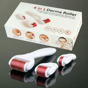 4 In 1 Derma Roller 300 720 1200 Needles Stainless Micro Needle Therapy Derma Roller Replacement Needle Roller