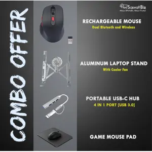 4-in-1 Premium Tech Combo: Wireless/BT Mouse