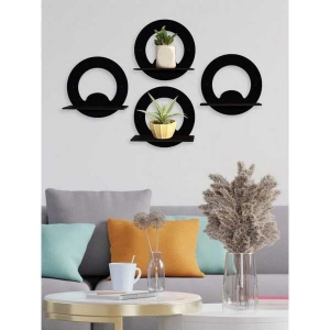 4 pc Round Wooden Shelf Rack In Black