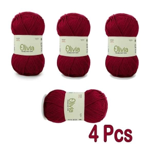 4 PCs OLV012 Maroon Ganga Oliva Knitting Yarn 100 Grams