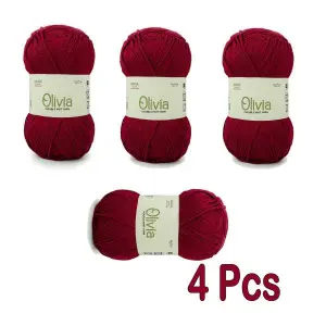 4 PCs OLV012 Maroon Ganga Oliva Knitting Yarn 100 Grams