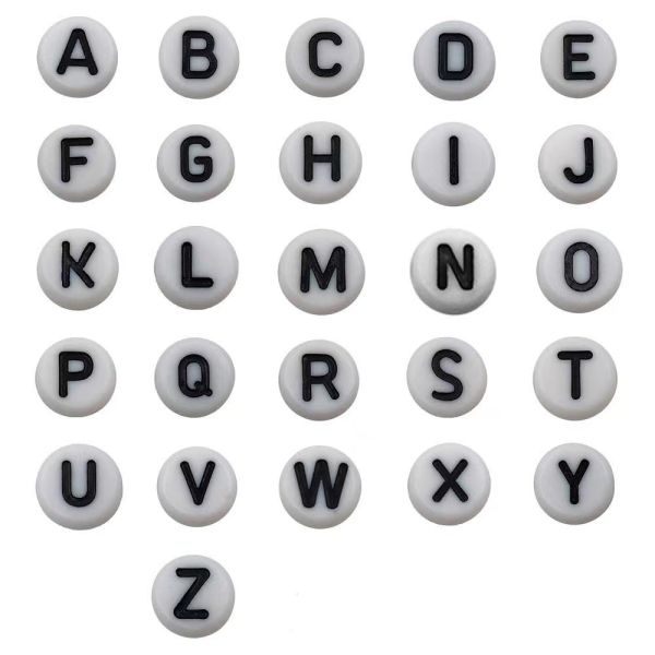 40 Gram Black & White Mixed English Letter Acrylic Beads Alphabet Beads for Charms Bracelet Necklace For Jewelry Making DIY - Image 2