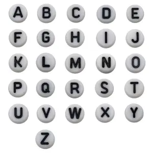 40 Gram Black & White Mixed English Letter Acrylic Beads Alphabet Beads for Charms Bracelet Necklace For Jewelry Making DIY