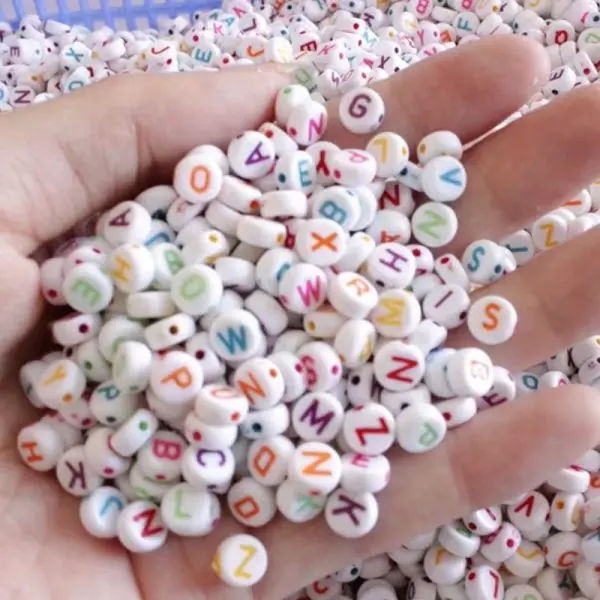 40 Gram Random Round Acrylic Colorful Alphabet Beads for DIY Loom Bands Bracelets and Jewelry Making - Image 3