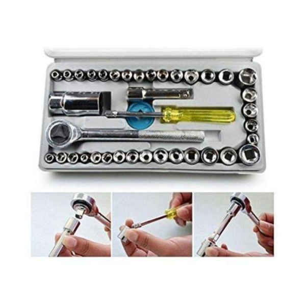 40 in 1 Pcs Tool Kit & Screwdriver and Socket Set Automobile Tool Box Set Socket Wrench Sleeve Suit Hardware - Image 2