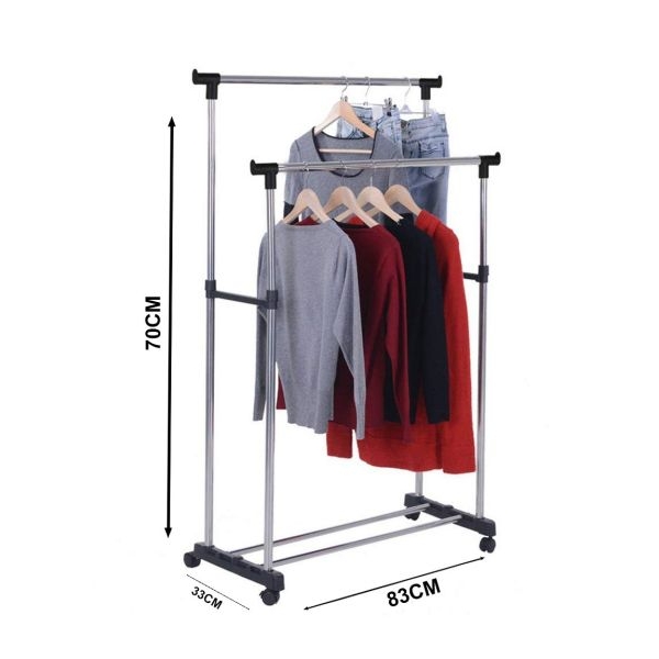 House of Quirk Stainless Steel Double-Pole Clothes Hanger (Multicolour) - Image 2