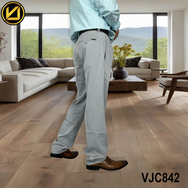 VIRJEANS (VJC842) Linen Formal Pant For Men-Light Grey - Image 2